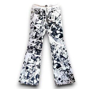 Vintage Dolce & Gabbana D&G R. Budd Dwyer Y2K Newspaper Print Flare Jeans